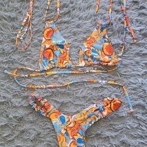 Kulani Kini- Floral Orange and Blue Bikini Set